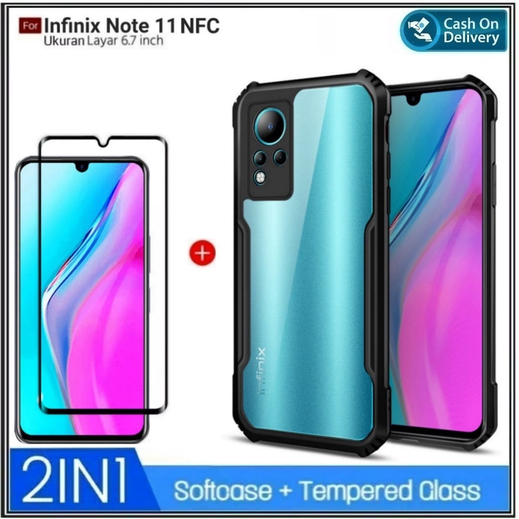 Case Infinix note 11 NFC, Note 11, Note 11S, Note 11 Pro Soft Hard Case Cover + Full Tempered Glass