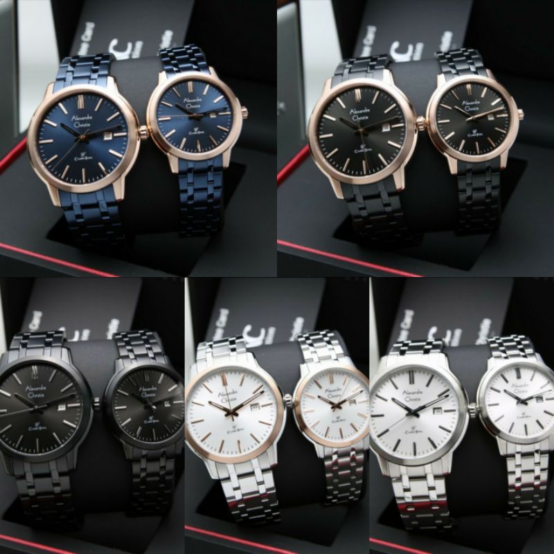 Jam Tangan Alexandre Christie 8657 AC 8657 Analog Tali Stainless Mesin Baterai Original +box origina
