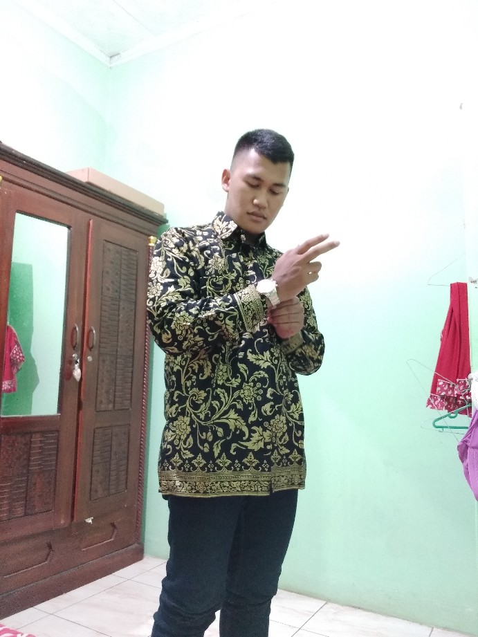 Nayshi Batik Hrb026 Baju Kemeja Batik Hem Sogan Prada Tulis Halus Original Bakung Gold Best Seller