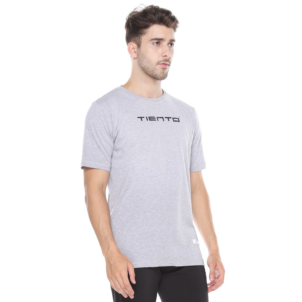 Kaos Lengan Pendek Cowok Tiento T-shirt To Move Grey Baju Kaos Pendek
