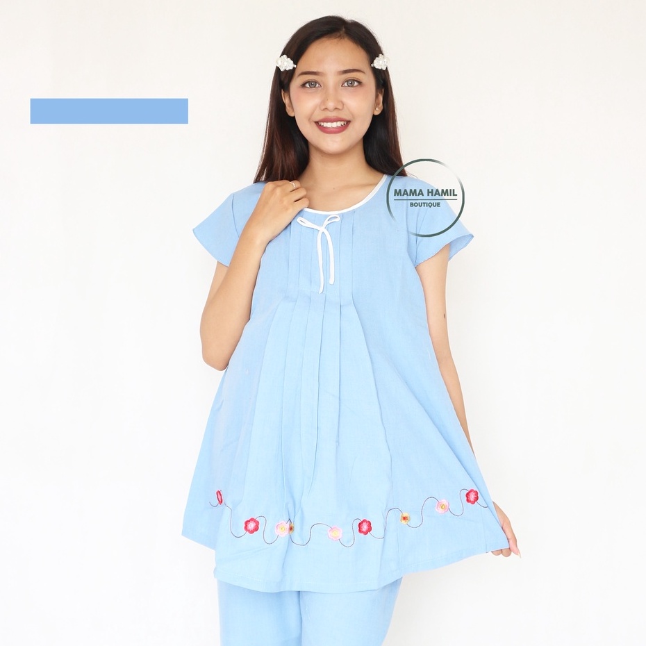 NABILA SET Setelan Baju Hamil Menyusui Kantor Kerja Modis Lengan Pendek Casual Modern - STD 104A