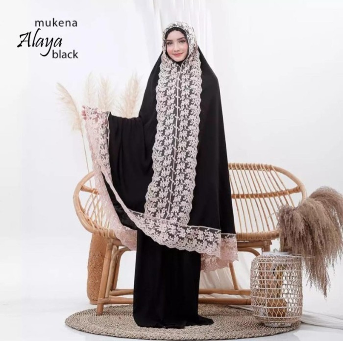 [Mukena Alaya Lavender TL]Mukena wanita rayon varian warna - Hitam - Hitam