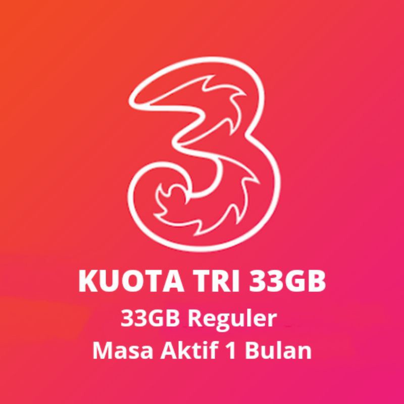 PAKET DATA THREE 33GB / 30 HARI FULL 24JAM LANGSUNG KIRIM - Paket Data Tri 33GB Full Kuota Utama 24 