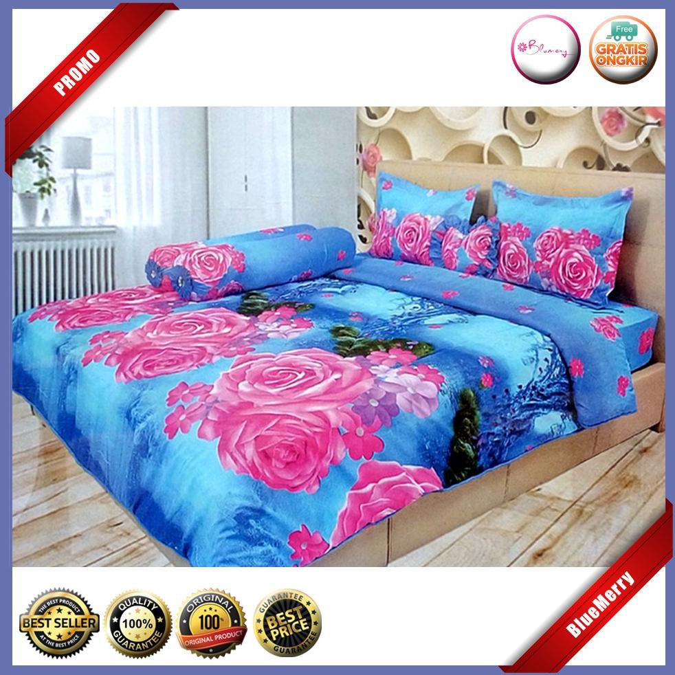 Sprei Lady Rose Aqua Single 120 No.3 Seprai Air Mengalir Mawar Pink BMSC558