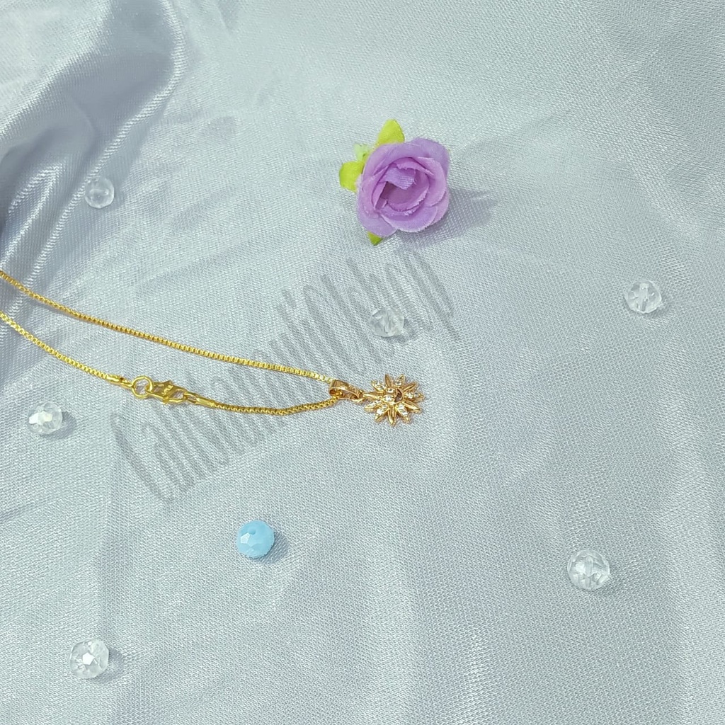 SET DEWASA RANTAI KANCING SAMPUL PERMATA TANAM PERHIASAN EMAS  KOREA ANTI KARAT DAN ANTI LUNTUR