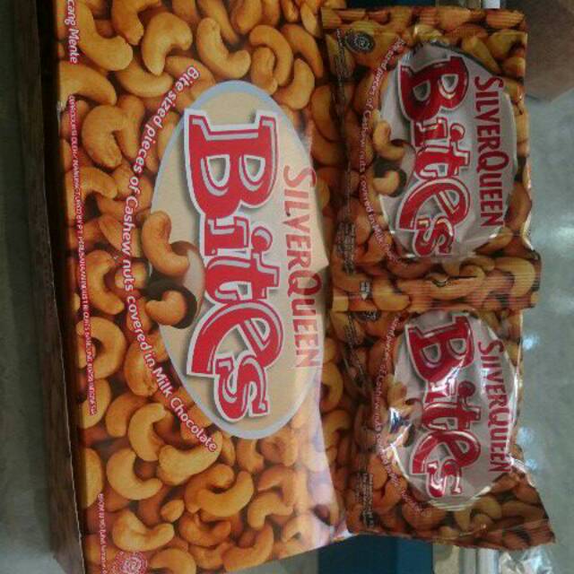 Cokelat Silverqueen bites almond dan cashew per sa sheet