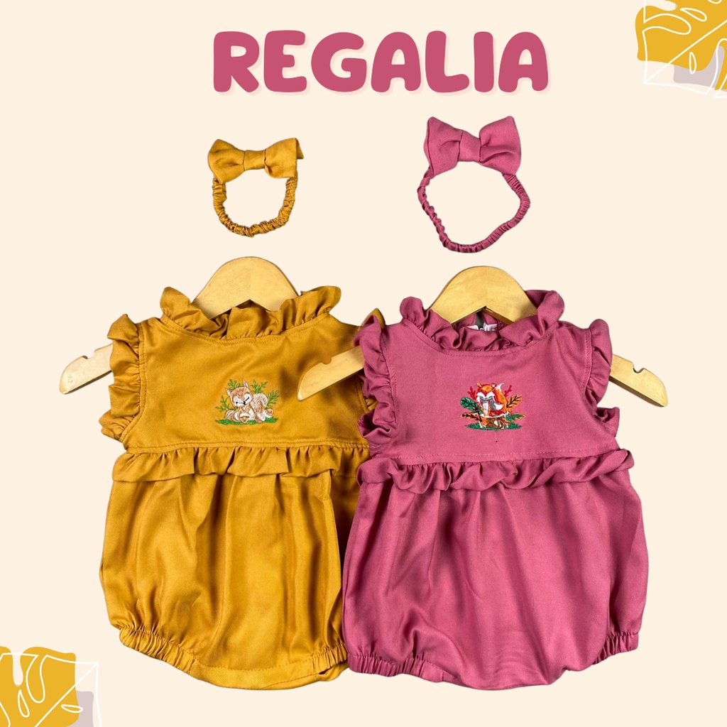 0-12 BLN ROMPER BAYI REGALIA BAJU BAYI PREREMPUAN FREE HEADBAND BY MYBEE