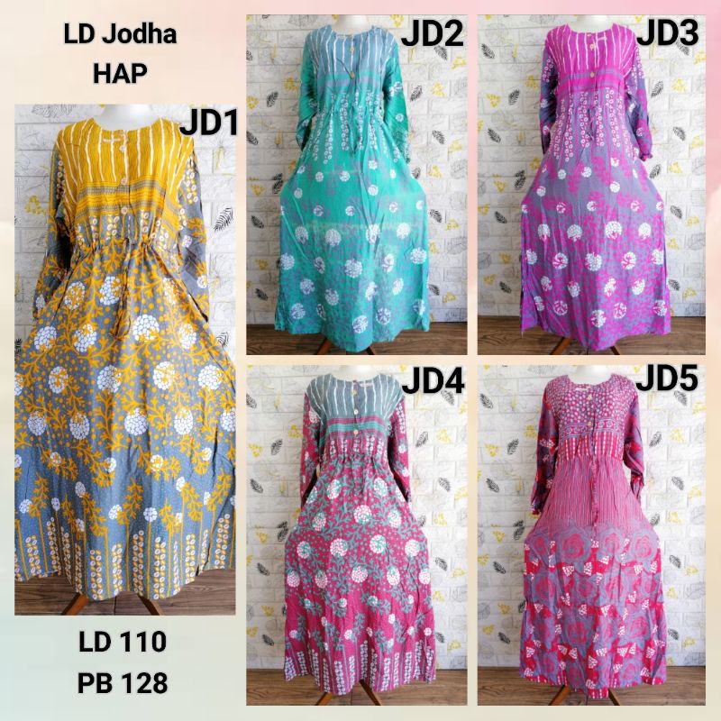 Daster Longdress LD Jodha HAP Rijek Sablon (Harap Dibaca Sebelum Membeli)