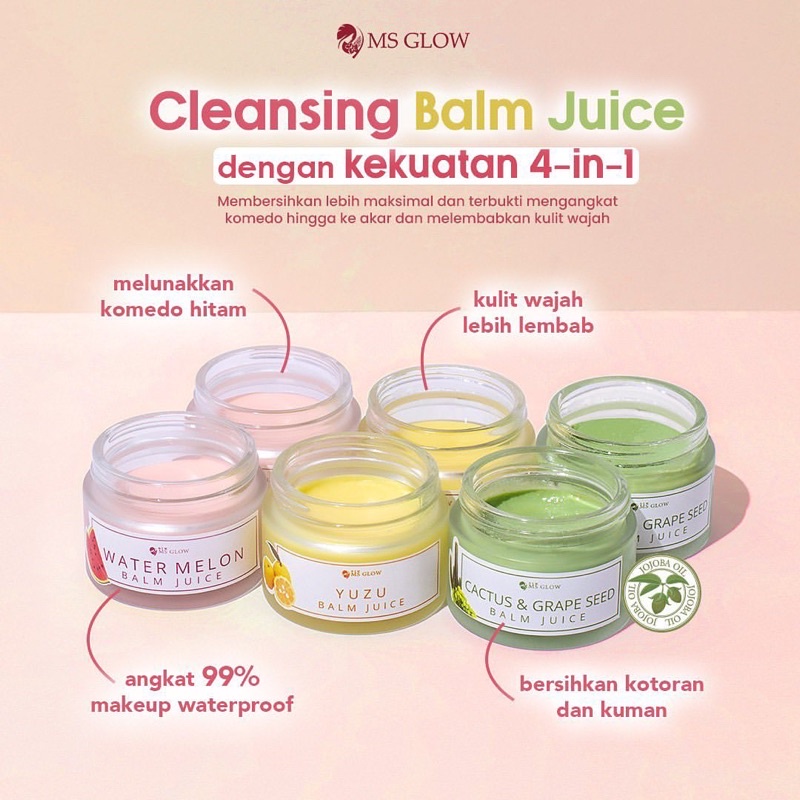 【Official Store】MS GLOW Cleansing Balm Juice Msglow | Pembersih Make up Waterproof Pelunak Komedo Hitam Anti Jerawat