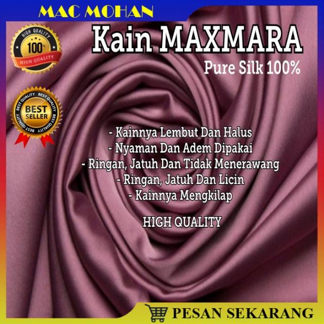 {BEST SELLER} KAIN MAXMARA PURE SILK 100% SATIN MAXMARA PREMIUM QUALITY TERMURAH ROBERTO VELVET ORI