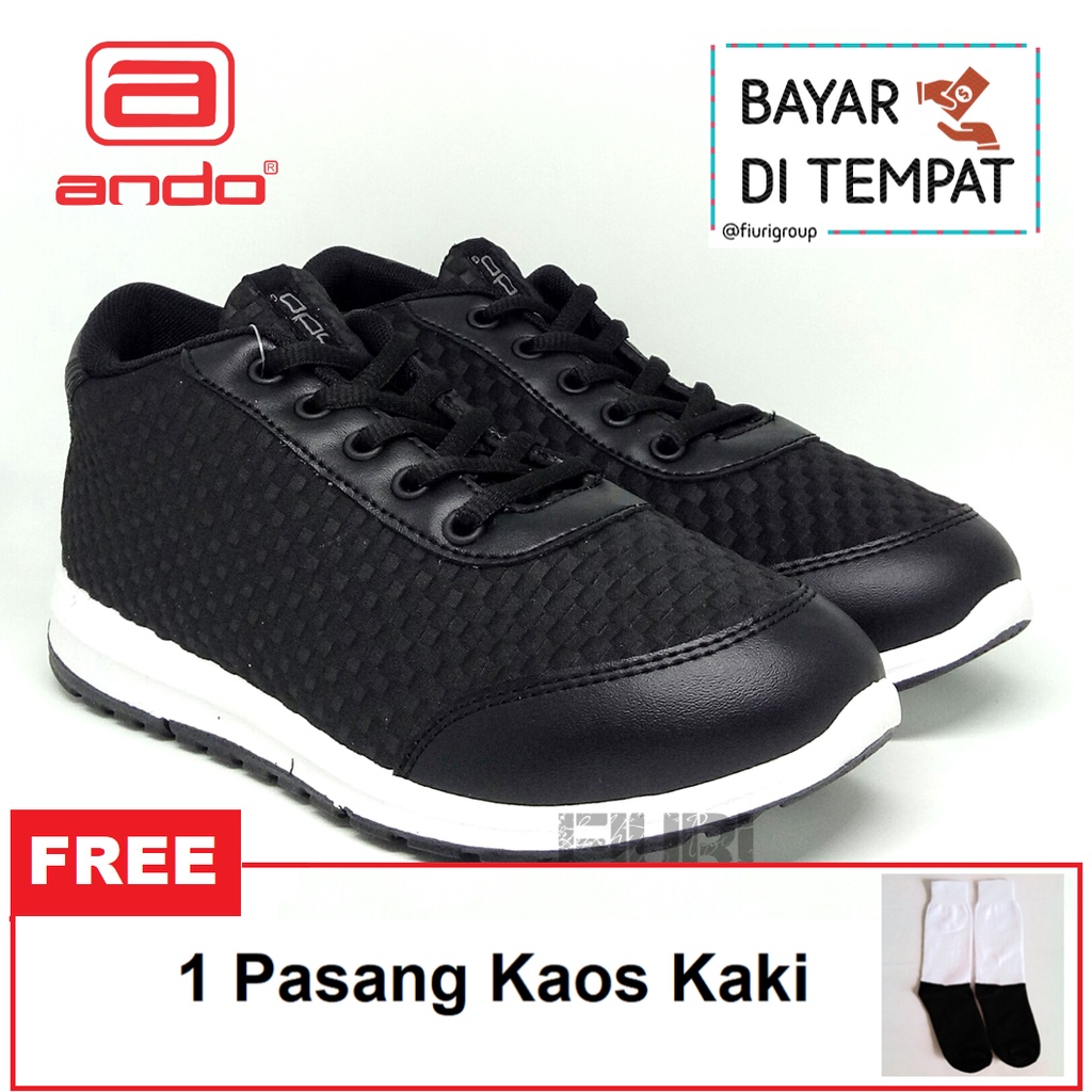 FIURI - ANDO ORIGINAL - ZENA 36-41 HITAM PUTIH - SEPATU SNEAKERS SPORT KANVAS SOL KARET ANAK PEREMPUAN - SEPATU KETS TRENDY WANITA - SEPATU OLAHRAGA LARI FITNES SENAM KERJA KULIAH SEKOLAH SD SMP SMA BERTALI CEWEK MURAH PROMO DISKON BONUS KAOS KAKI