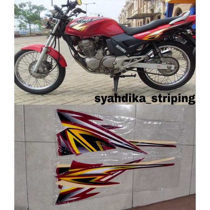 STIKER STRIPING LIS BODY HONDA TIGER 2005 TIGER 2000 TILAM TIGER LAMA 2005 MERAH