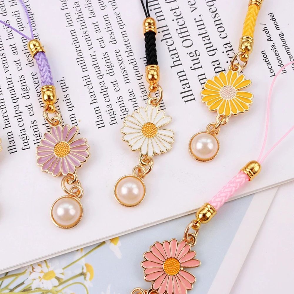 QUINTON Korean Daisy Flower Bag Decoration Lanyards Mobile Phone Straps Phone Accessories Keychain Strap Hanging Ornaments Bag Pendant Gifts Phone Case Decor Key Hang Rope/Multicolor