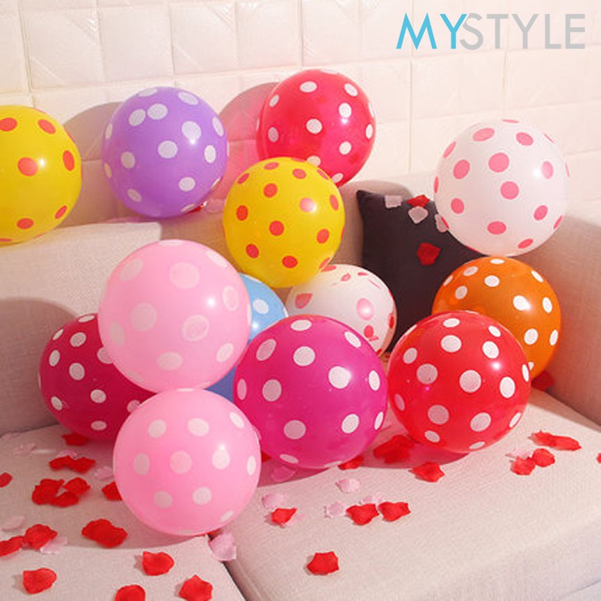 BALON LATEX POLKADOT MIX SATUAN MIN 10 BALON POLKADOT MURAH BALON LATEX TEBAL