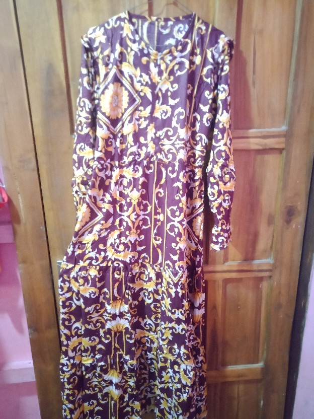 Gamis Syari Motif Batik Printing Bahan Rayon Adem