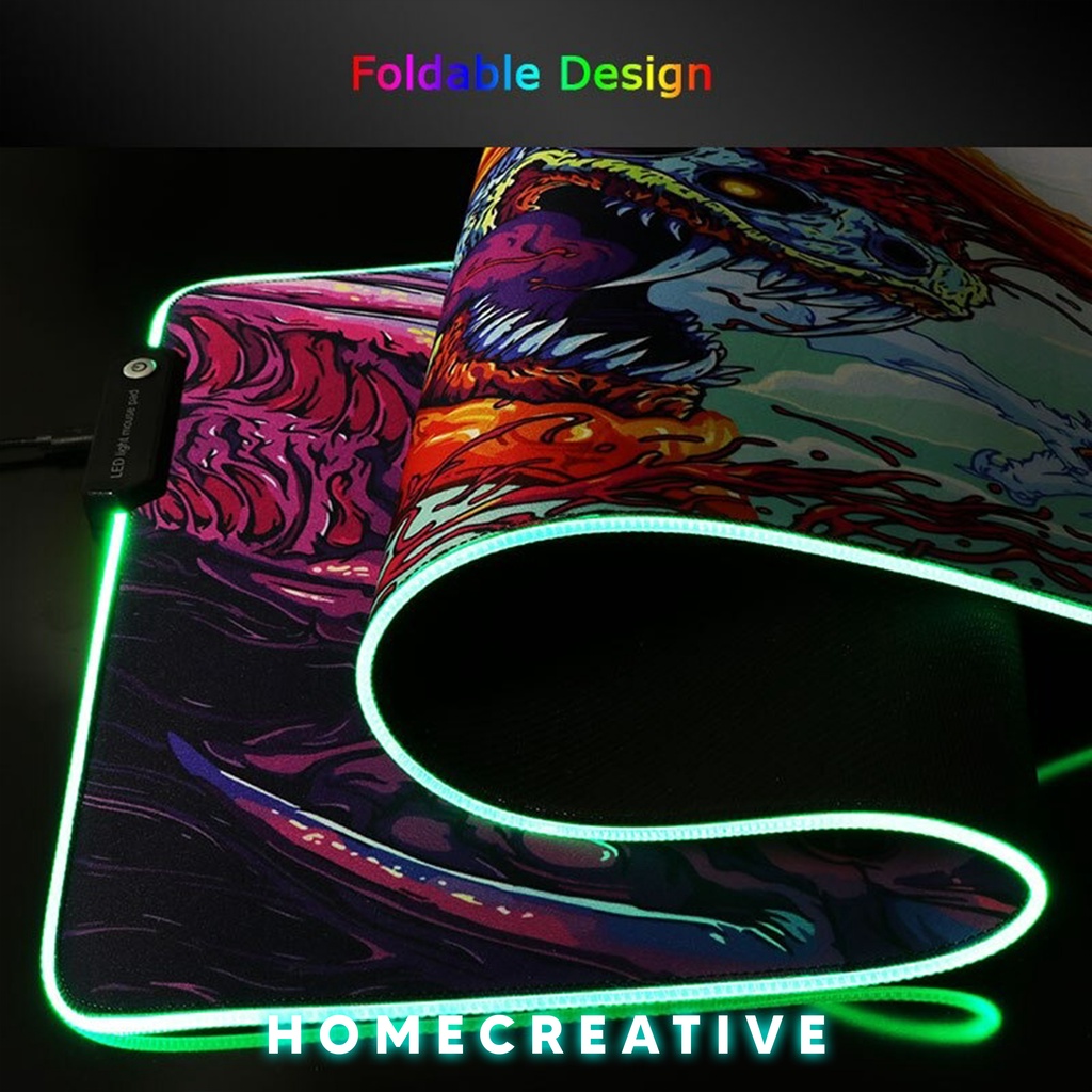 HOME CREATIVE 100% ORI Mouse Pad Mousepad Gaming LED RGB Jumbo Large Berbagai Ukuran Alas Laptop Alas Keyboard Alas Mouse Alas Komputer Mouse Pad Gaming Gamers ROG Mouse Pad Asus Mousepad Macbook Alas Mouse Cahaya RGB Tebal Murah Anti Air Anti Slip