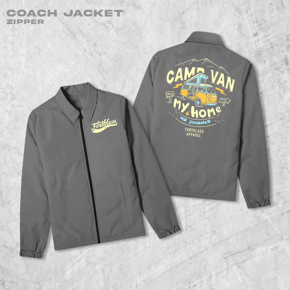 Fortglass Campvan Coach Zipper Jaket Polos Pria Jaket Parasut Unisex