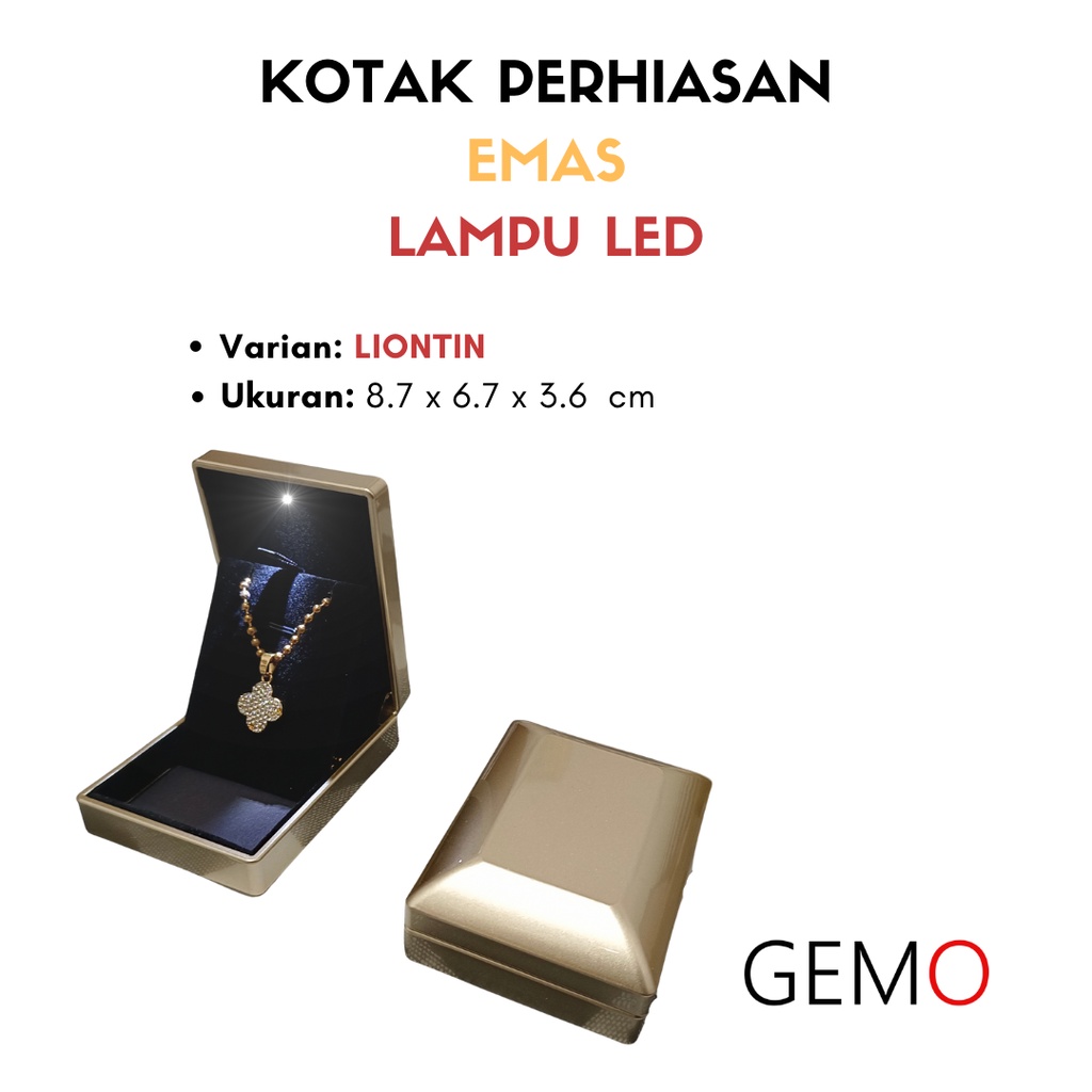 Kotak Perhiasan Berlampu Warna Emas Set / Cincin / Liontin / Gelang / Kalung Koye / Jewelry Box Tempat Perhiasan Lampu LED Murah Cocok Untuk Gift / Hadiah, Lamaran, Mahar Pernikahan, Hantaran Tunangan, Seserahan Pernikahan