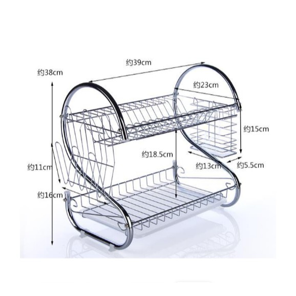 Rak Piring 2 Susun 2 Layer Dish Drainer Stainless Steel