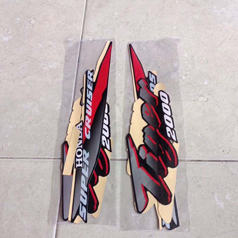 striping stiker les body Honda Tiger lawas 96 hitam Lis merah