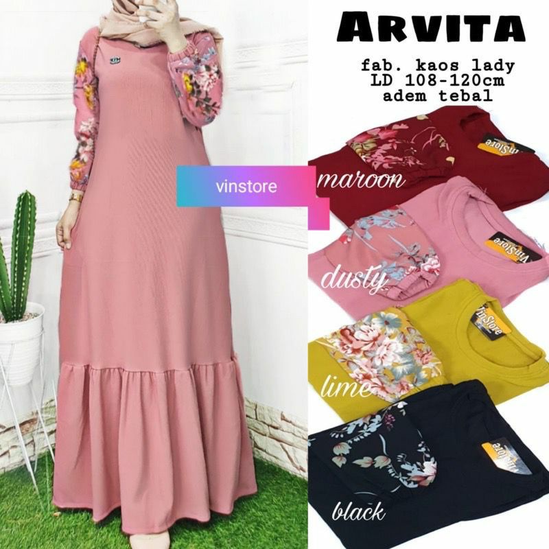 Gamis wanita lady knit jumbo import terbaru ARVITA MAXY by Fashion muslim solo