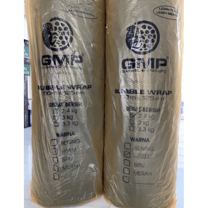 

Bubble Wrap Merk GMP 2,3 KG x 50 MTR x 1,25 MTR Murah, Harga Ekonomis