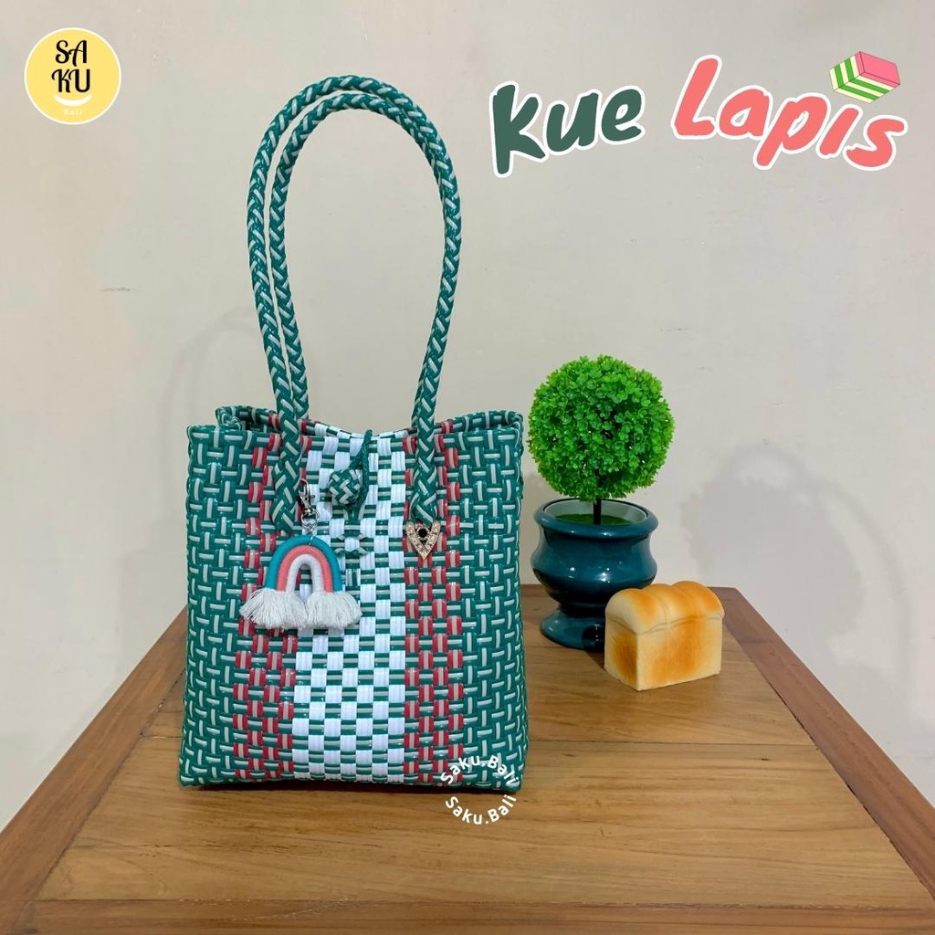 Sandy S motif Pattern / tas anyam bali / tas anyam sintetis plastik premium kendal / tas ootd / arie