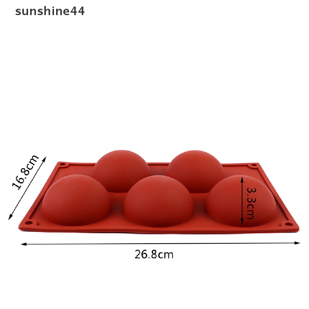 Sunshine Cetakan Kue / Coklat / Jelly / Mousse 5 Lubang Bentuk Setengah Bola Bahan Silikon