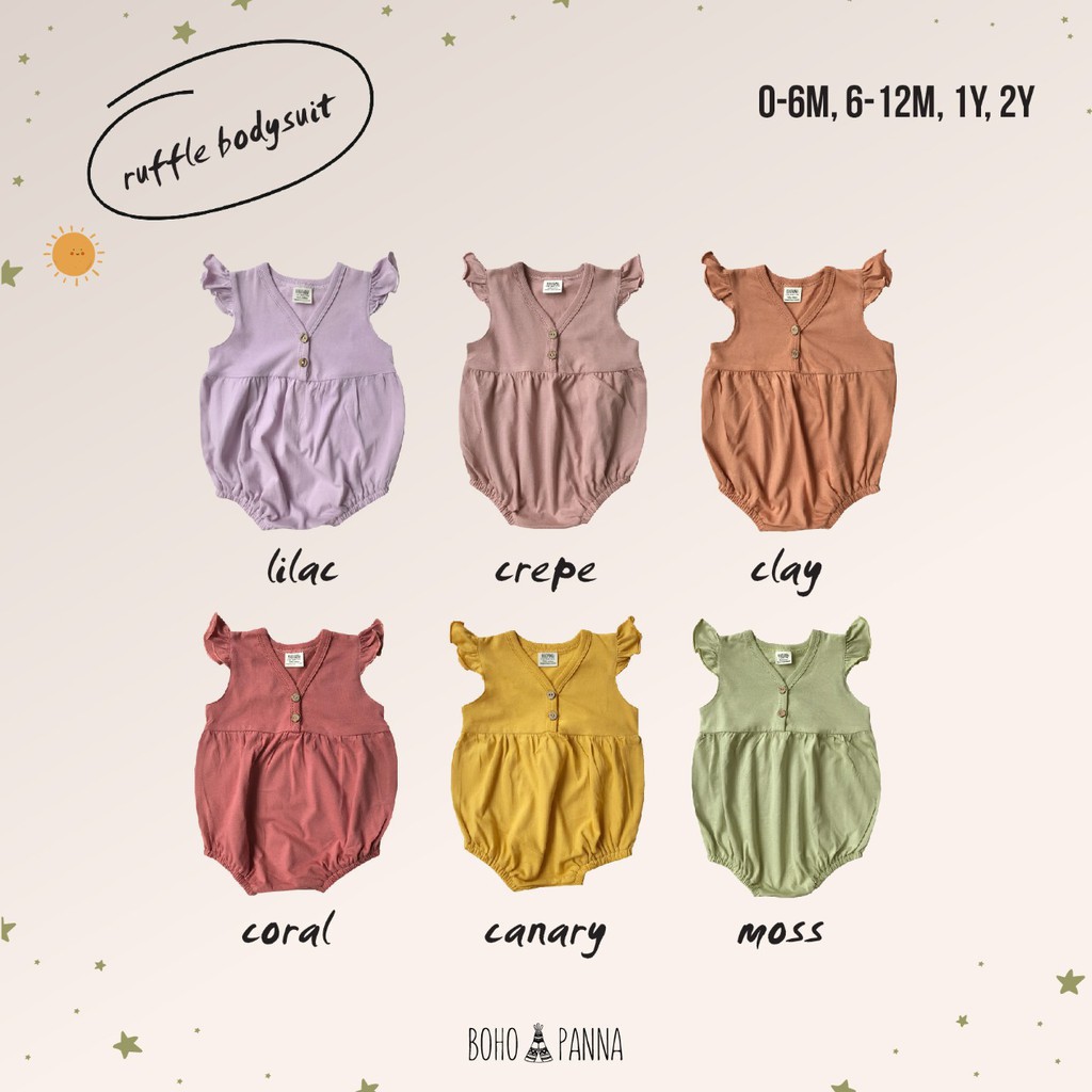 PROMO 7.7 BOHO BABY Ruffle Jumper anak Jumper bayi Bodysuit 0 - 2 Tahun BOHOBABY BOHOPANNA