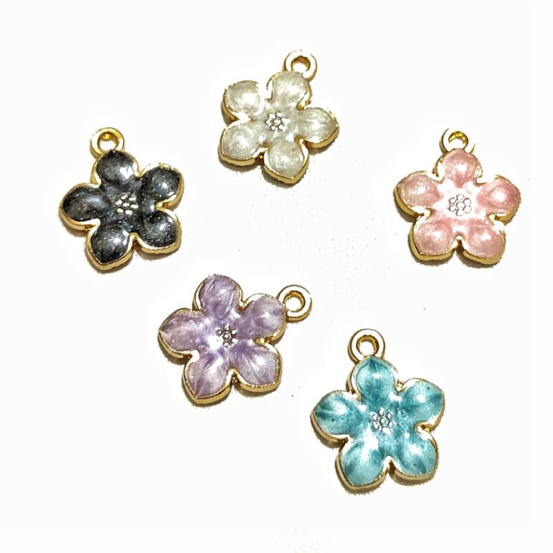 Kalung Rantai Korea Liontin Bunga Sakura Resin Flower Chain Korean Necklace