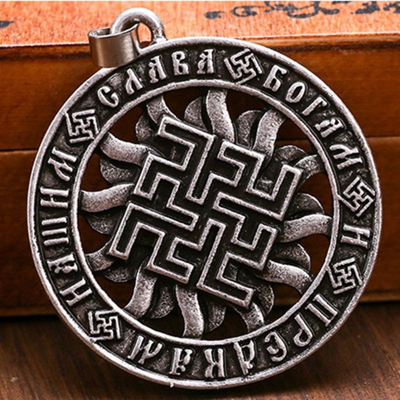 Kalung Liontin Jimat Rune Bahan Stainless Steel 316L Gaya Punk Viking Untuk Pria