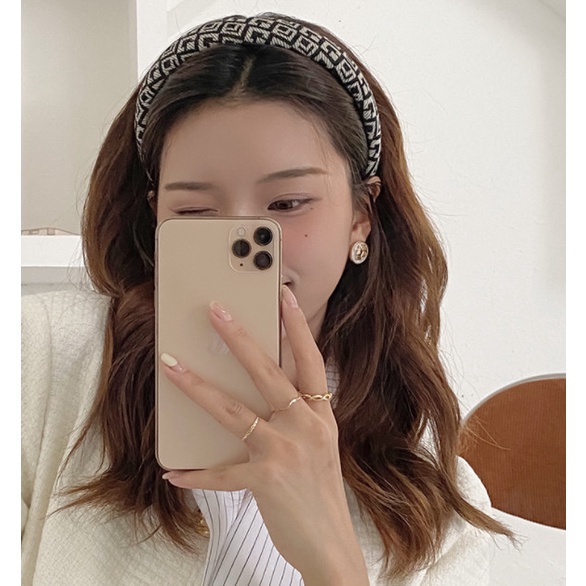 Bando Bandana Korea Wanita / Bando Rata Trendy Kotak Tweed Hawai