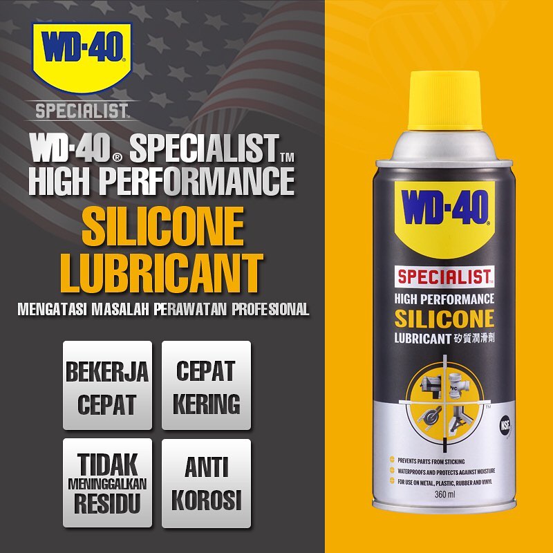 WD40 High Performance Silicone Lubricant Mencegah Karat Mobil Motor Power Window Karet Jendela