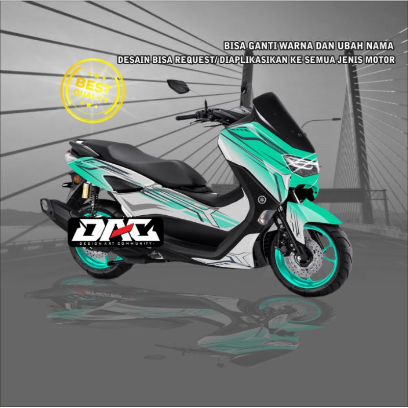 Sticker Decal full body grafis simple  NMAX hiaju putih
