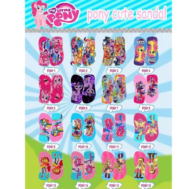 SANDAL CUSTOM NAMA ANAK/DEWASA KARAKTER LITTLEPONY - GRATIS CUSTOM SUKA SUKA