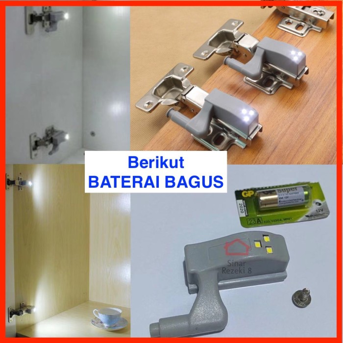 Lampu LED Engsel Sendok + BATERAI BAGUS Pintu Lemari Otomatis LED