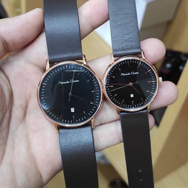jam tangan alexandre Christie kulit couple original