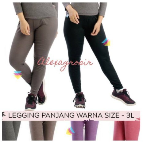 Legging Panjang Standart 3L 4L 5L Bahan Spandex Rayon Warna GROSIR 12 PCS