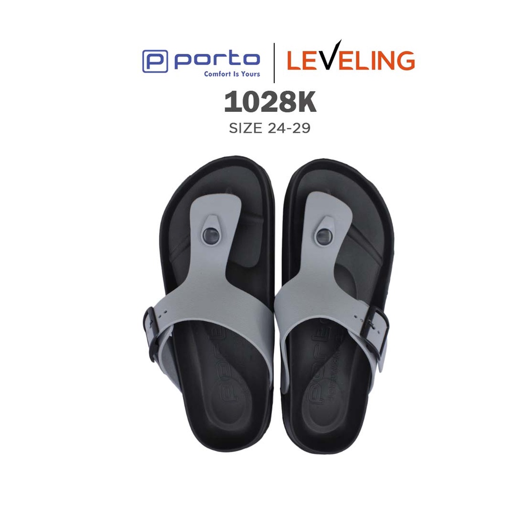 1028K - Porto Leveling Sandal Jepit Harian Kasual Anak Laki-Laki Perempuan Size 24 -29 Karet Kuat Tidak Licin