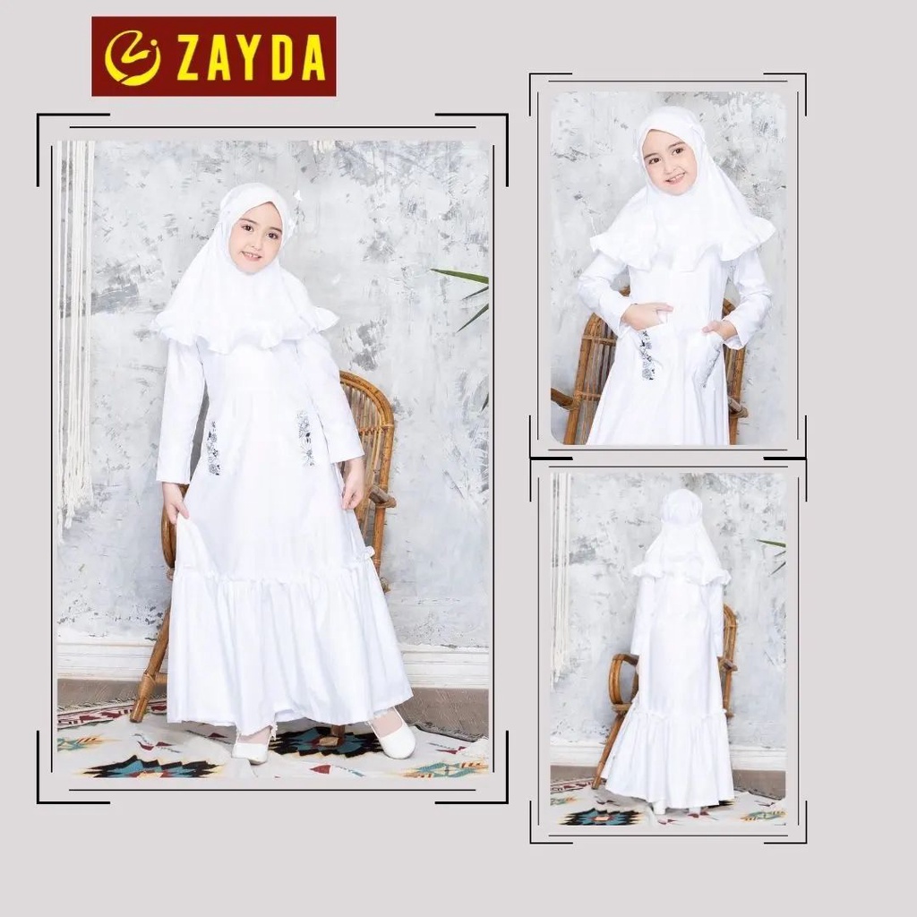GAMIS ANAK ZAYDA ZG89 WHITE SARIMBIT KEKINIAN TRENDY ELEGANT BEST SELLER