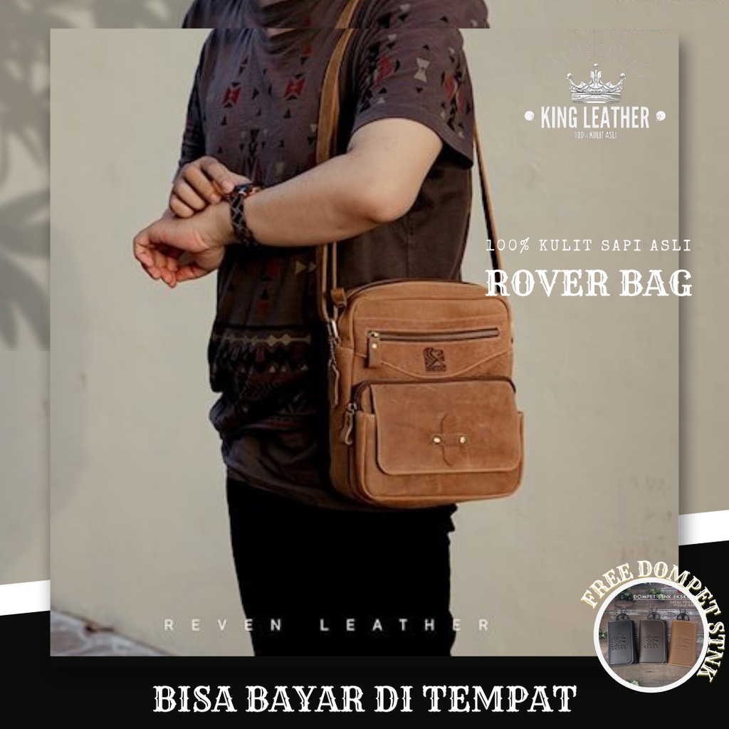 tas selempang pria kulit asli sling bag soren untuk kerja kantor bahan crazy horse kulit sapi asli m