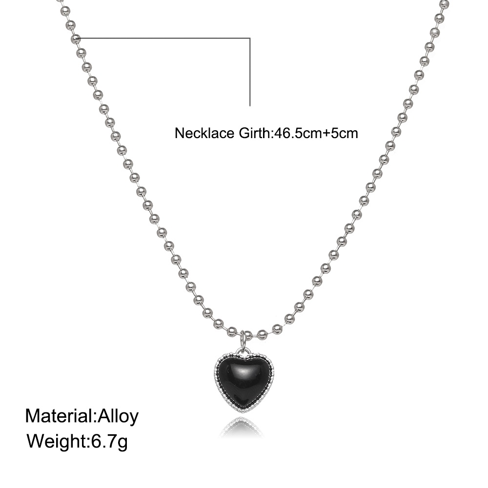 Korean Simple Black Heart Necklace Cool Girl Chain Women Jewelry Accessories