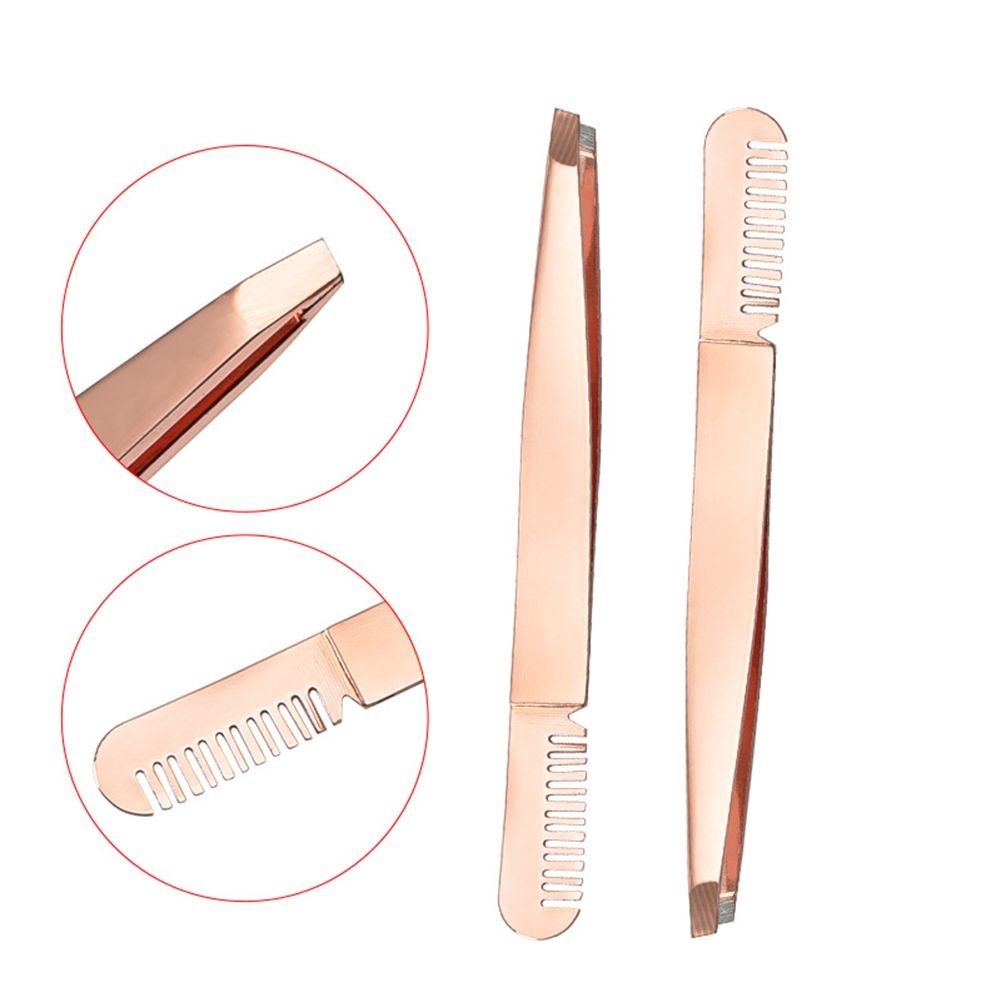 PINSET Alis 2in1 Penjepit BULUMATA DAN SISIR ALIS Eyelash Tweezers Stainless Steel False Eyelashes Makeup Volume Lashes Multifungsi Anti Karat F751