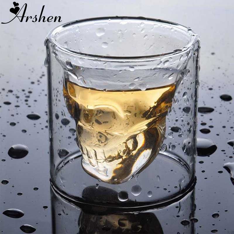 Cangkir Kopi Gelas Anti Panas Double Wall Glass Unik Design Koleksi-Skull 150ml