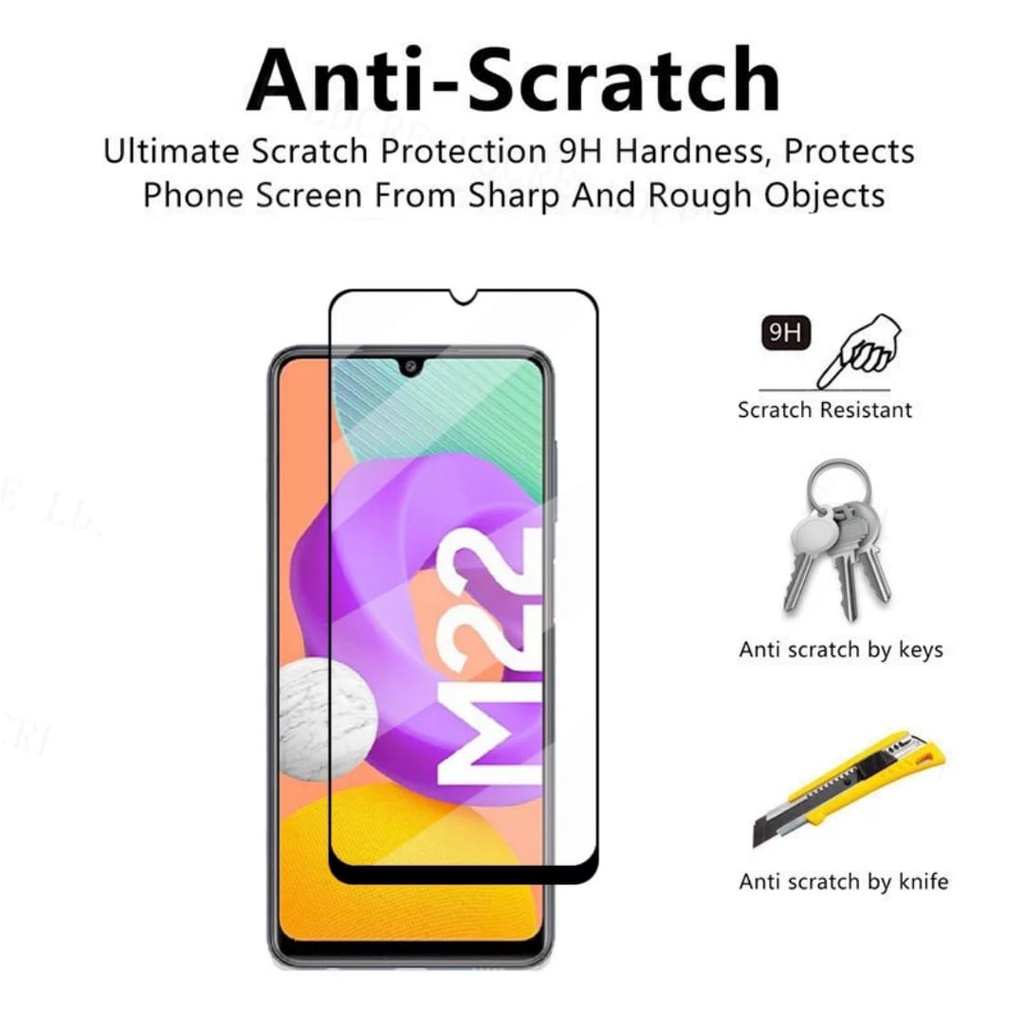 PROMO Tempered Glass SAMSUNG M22 Full Layar Screen Guard Protector Antigores Kaca