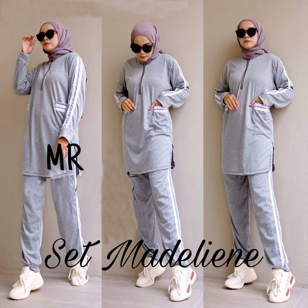 SET MADELIENE fashion PAKAIAN WANITA SETELAN CELANA DAN ATASAN TUNIK BABYTERRY BUSUI MR