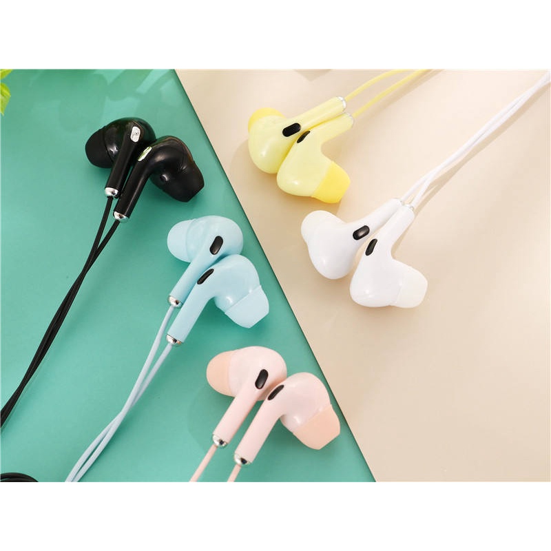 earphone M16 macaron stereo bass music telfon headset mic