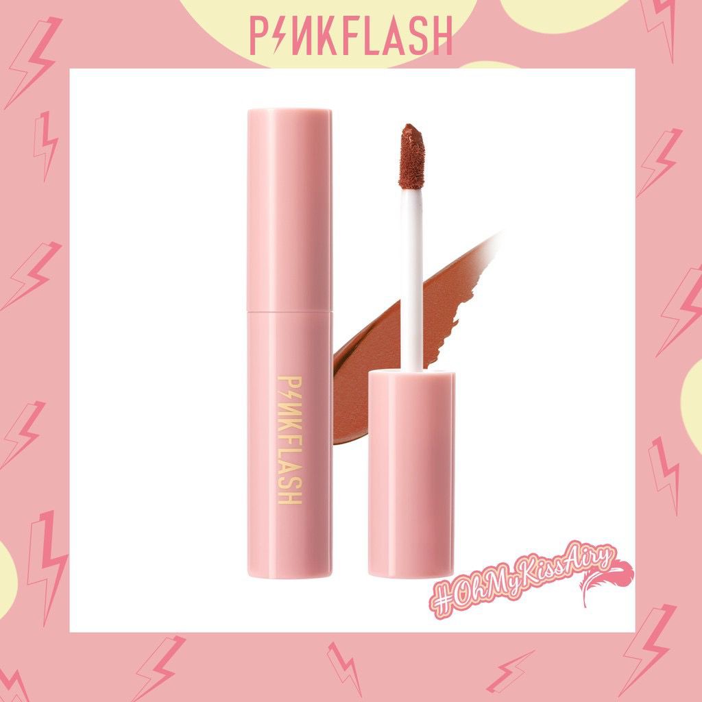 BPOM PINKFLASH OhMyKissAiry Kiss Air Matte Liquid Lipstick Waterproof Lip &amp; Cheek Tint Double Use Cruel Blush On PFM01