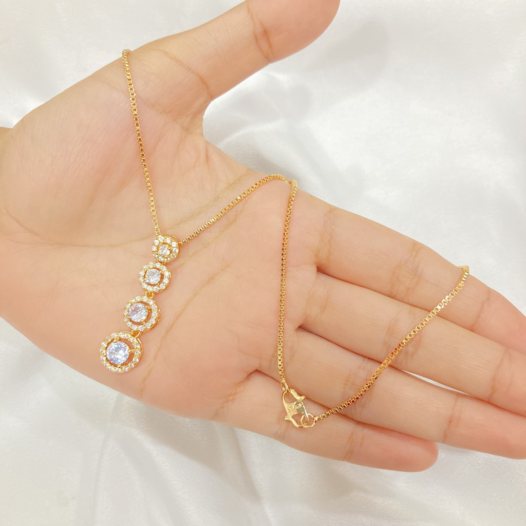 Kalung Wanita Permata Zircon Lapis Emas Aksesoris Fashion