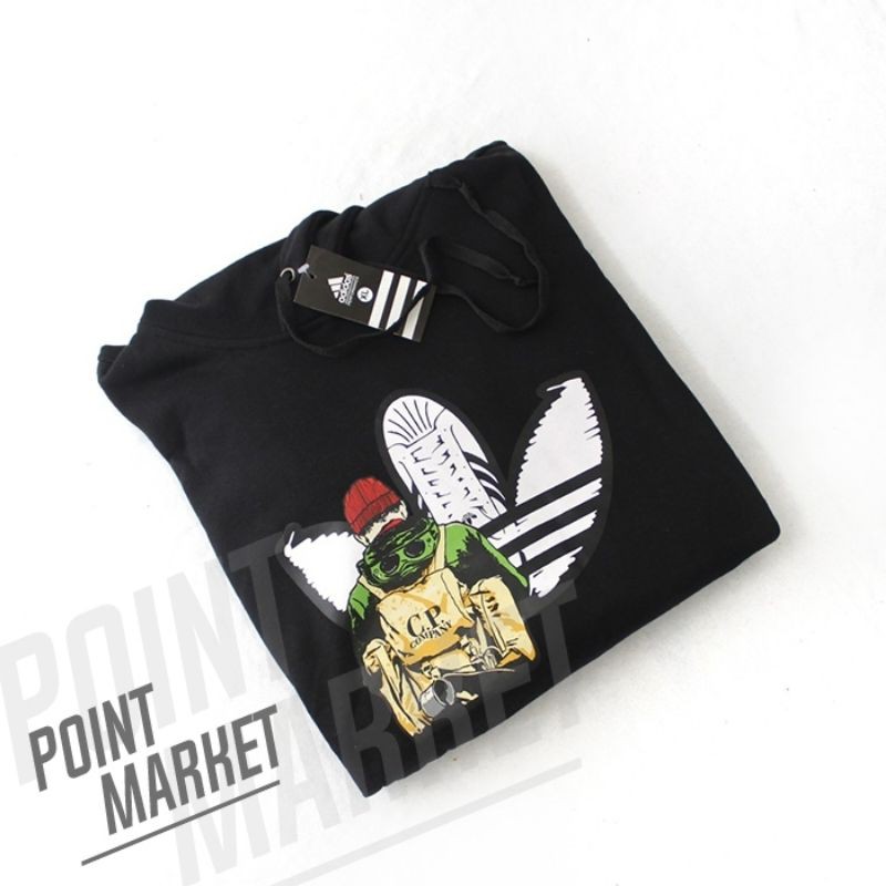 JAKET SWEATER HOODIE KASUAL ADIDAS_X CP KOMPANY HITAM